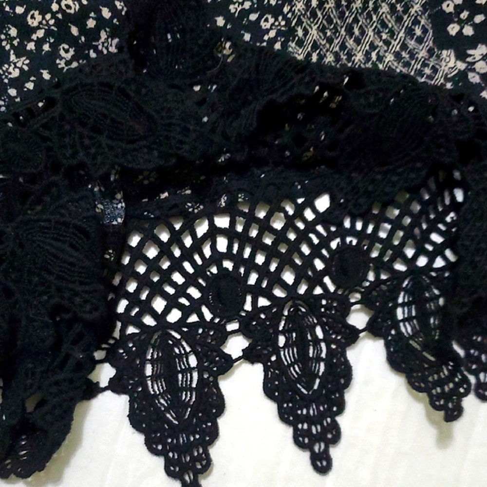 Uo Ecote Black Patchwork Spaghetti Strap Lace Sum… - image 8